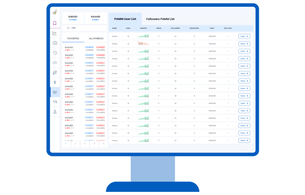 Manager trading interface for MAM account management