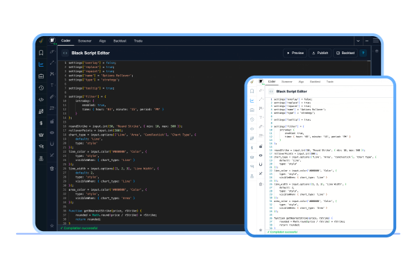 Automated trading algorithm dashboard interface