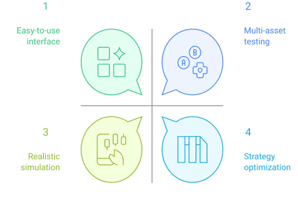 Backtesting trading interface with integrated charts dashboard